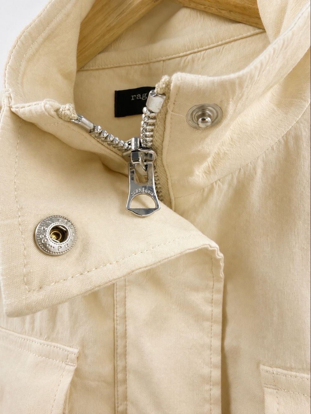 Rag & Bone M65 Cream Cropped Linen Blend Field Jacket M - Picture 8 of 13
